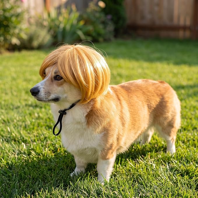 Generic Puppy Wig and Built-in Elastic Band with Adjustable Straps 4pcs and Pet Costume Wig Easy to Use for Halloween Accessories for Dogs and Cats Holiday Dress up Party