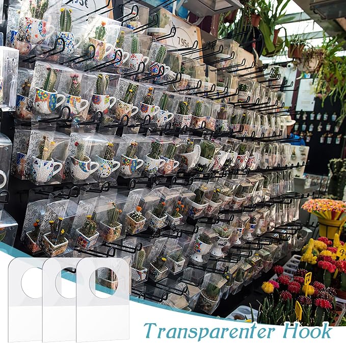 500 Pcs Hang Tags 1.3×0.9 Inch Hang Tabs Round Hole Hanging Tabs Retail Self Adhesive Hang Tags Clear Plastic Hanging Stickers Compatible for Yoto Cards Handicrafts Jewelry Display (1-1/4 x 7/8 Inch) | Clear Plastic Hanging Stickers for Store Retail Ha...
