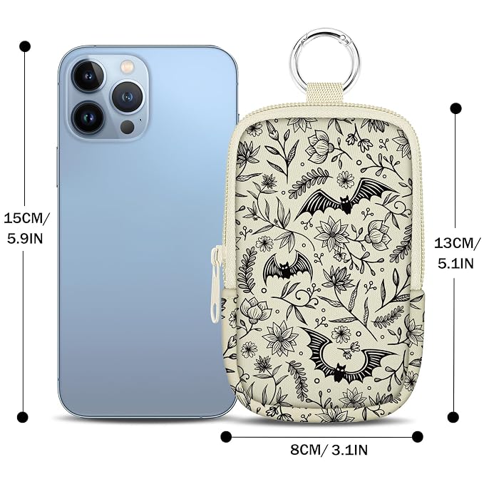 Hand Sanitizer Holder, Gothic Bats Spray Case Zippered Pouch | Keychain, Travel Size, Cute Fashion Accessory with Snap Hook, for Glow Mist and Power Mist 1FL OZ, Mini Small Pocket Clip on