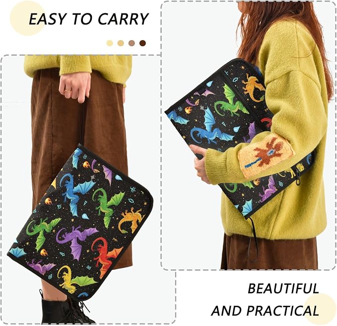 Colorful Dragon 13 Pocket File Organizer Expanding File Folder with Front Pouch Portable Business File Storage Document Organizer Folder with Zipper