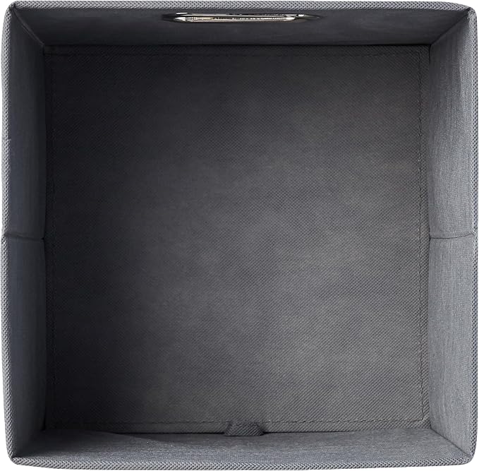 Amazon Basics Collapsible Cube Storage Bins, Space-Saving, Organizing Fabric Bins with Handles, 10.5 x 10.5 x 11 inches, Light Grey, 6-Pack