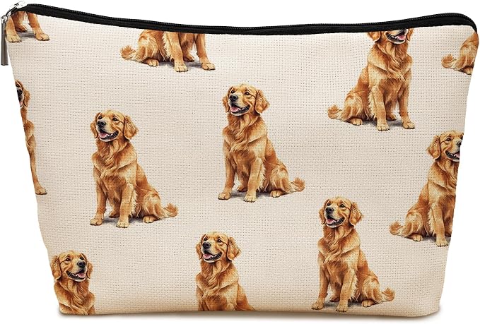 Golden Retriever Dog Makeup Bag, Golden Retriever Lovers Gifts Cosmetic Bag for Women, Dog Mom Lovers Owner Gifts for Women, Pet Lover Gift Zipper Travel Makeup Pouch for Purse
