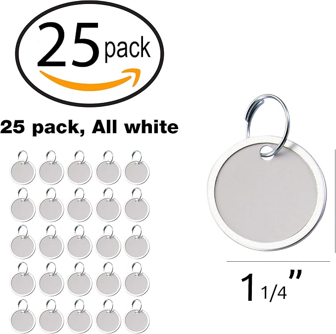 Lucky Line Paper Tag 1-1/4" with Split Ring, 25 per Pack, White (28229)