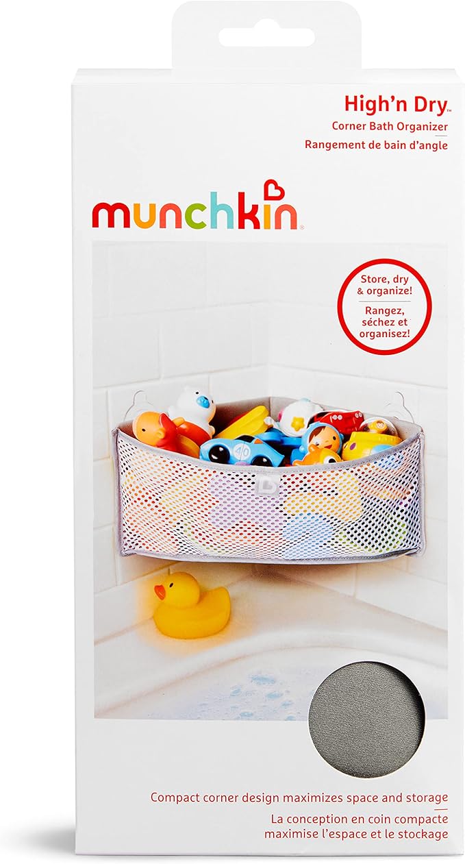 Munchkin® High 'n Dry™ Corner Bath Toy Organizer and Storage, Grey