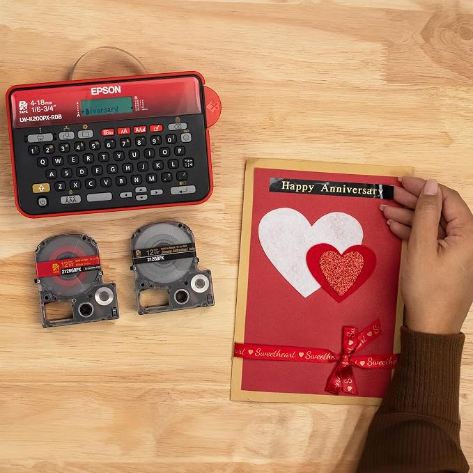 LABELWORKS Epson LW-K200PX-RDB Keyboard Label Maker - Red & Black