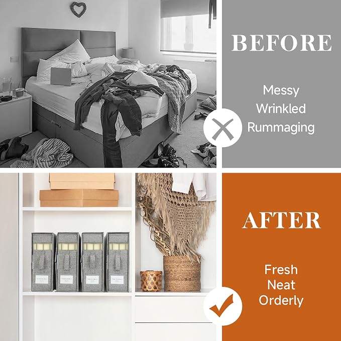 Simple&Opulence 2 Pack Bed Sheet Organizers and Storage (Queen & King Size), Foldable Sheet Set Organizer for Linen Closet, Folding Bedding Storage Box for Bedsheet Duvet Cover, Linen