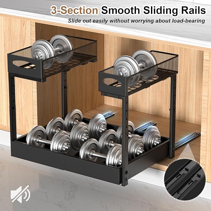 Housolution Pull Out Under Sink Organizer | 14"-21" Width Expandable & 13"-17" Height Adjustable