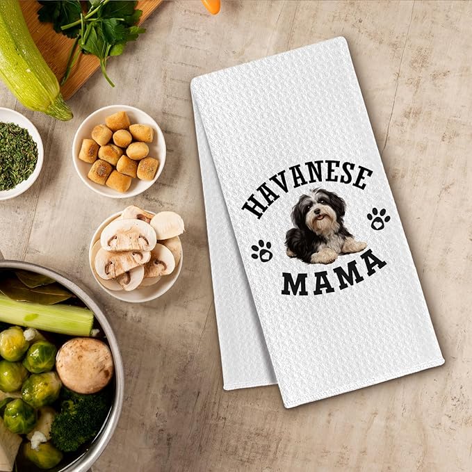 Havanese Mama Kitchen Towels, Dog Mama Maltese Gifts for Women & Dogs Moms, Dog Lover Gifts Decorative Hand Towels for Bathroom, 16x24 Inch