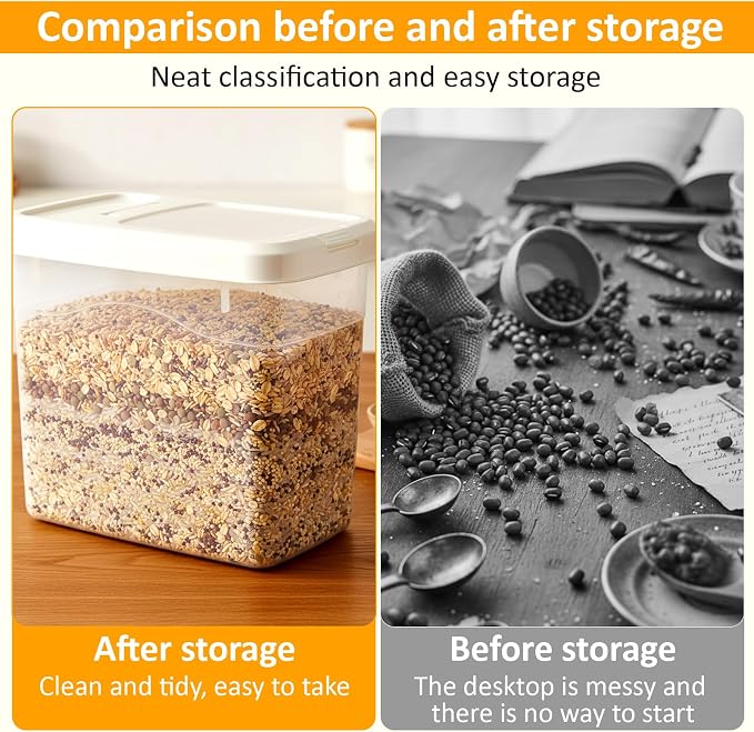 2 Pack 20 Lbs Airtight Dog Food Storage Container with Scoops | 2 Measuring Cups, Flip Lids, Clear Bins with Markings, Preserve Freshness, Pet Dog Cat Rice Grain Treat Storage