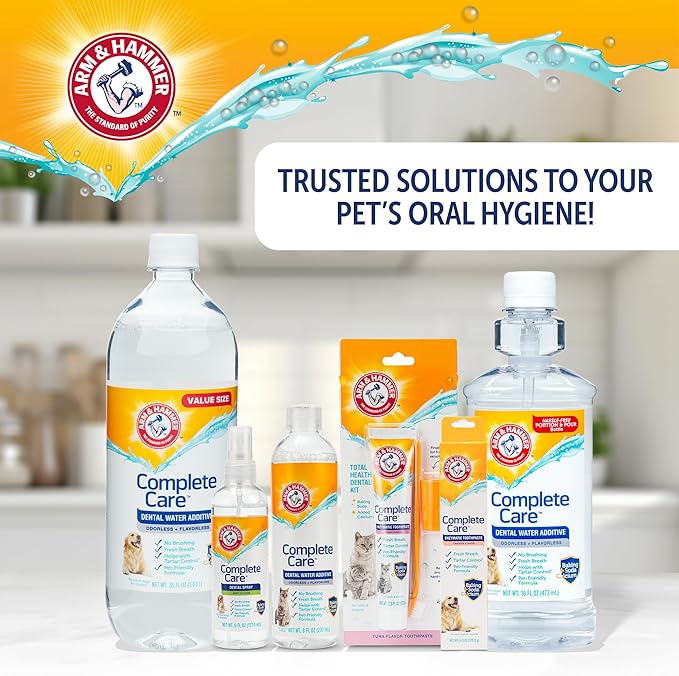 Arm & Hammer Complete Care Dog Dental Kit with Enzymatic Dog Toothpaste, Toothbrush and Finger Brush, Baking Soda and Calcium Formula for Plaque Tartar Control, Chicken Flavor, 2.5 Oz