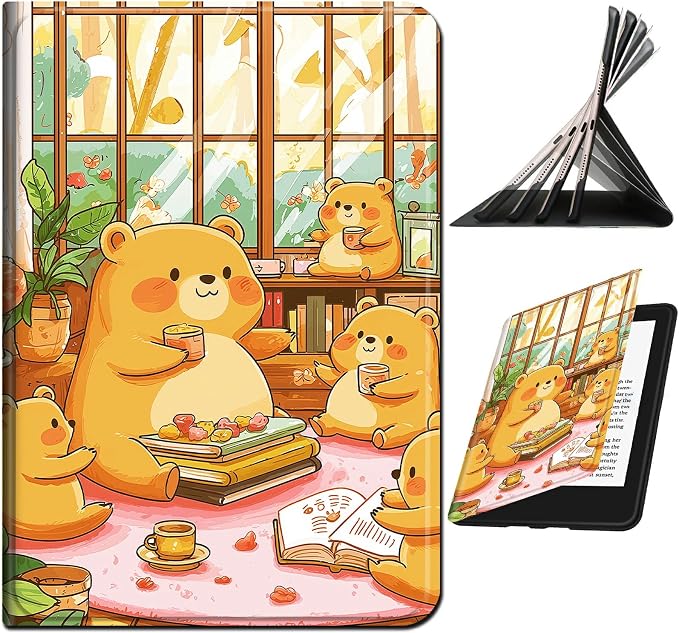 for Samsung Galaxy Tab S5e 10.5" 2019 SM-T720/T725 Case | Slim Leather Smart Cover with Multi-Angle Anti-Slip Stand [Auto Wake/Sleep] Shell for Women Men, Bear Lunch