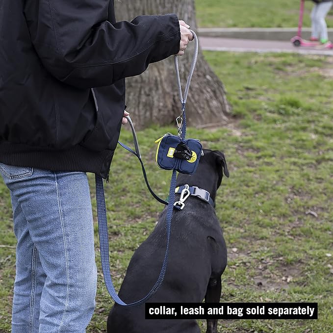 BUILT Duo Leash Bag (Pet Waste Bag & Treat Holder), Navy and Yellow