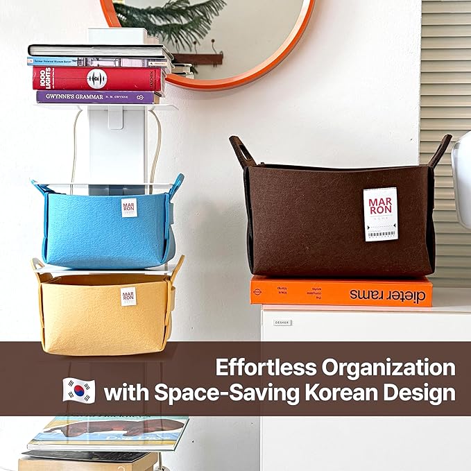 Collapsible Felt MAGENTAPINK Storage Bin Small 7.1"x5.1"x5.1" – Foldable Basket with Handles for Closet, Storage, Laundry Room Organization, Decorative Storage Baskets for Shelves, Nursery