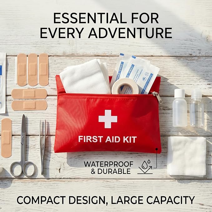 12 Pack Empty First Aid Kit Bag, Small First Aid Pouch Bulk, Water Resistant Travel Medical Organizer, Mini Emergency Supply Storage for Home, Car, Office, Camping, Outdoors (Red, 11x16cm, Bag Only)