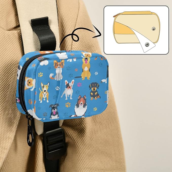 Cute Dogs Pill Organizer Case, Portable Weekly Pill Box Bag Container 7 Days Pill Vitamin Supplement Holder with Zipper for Travel Family Business