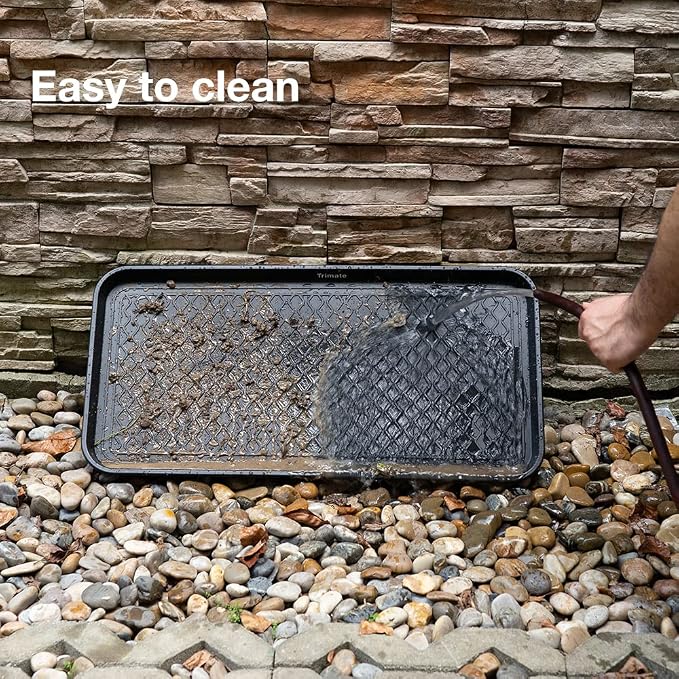 Boot Tray Black, 40x20 in - Waterproof Shoe Mat, Recycled Material | 1.25 in raised edge traps mud, water & snow - ideal for entryway, mudroom, garage, porch or car trunk