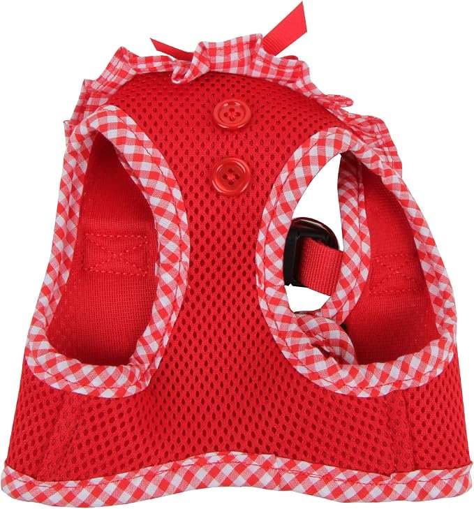 Puppia Vivien Vest Dog Harness Step-in All Season Mesh Cute No Pull No Choke Walking Training for Small Dog, Red, Small