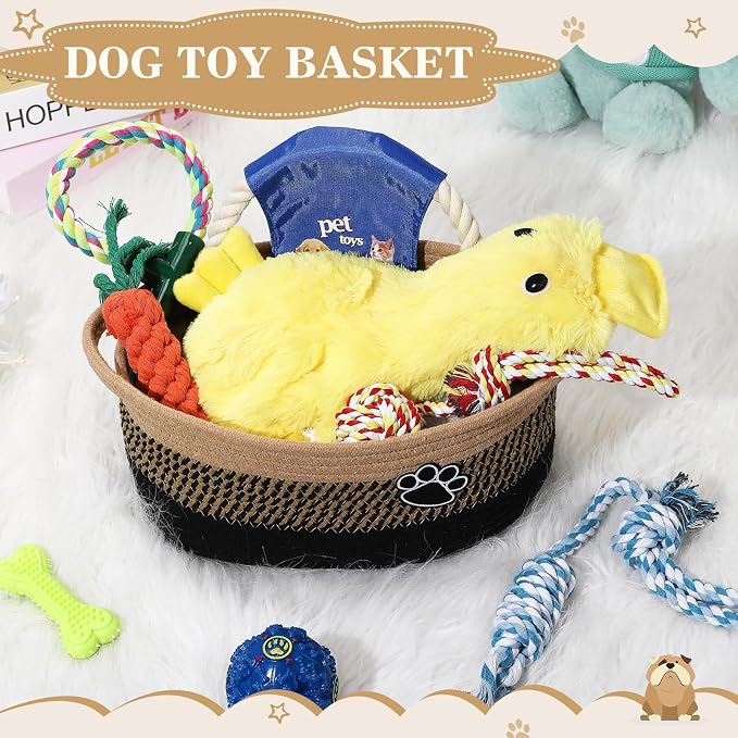 Zopeal Dog Toy Gift Basket Set for Puppy Birthday, Black