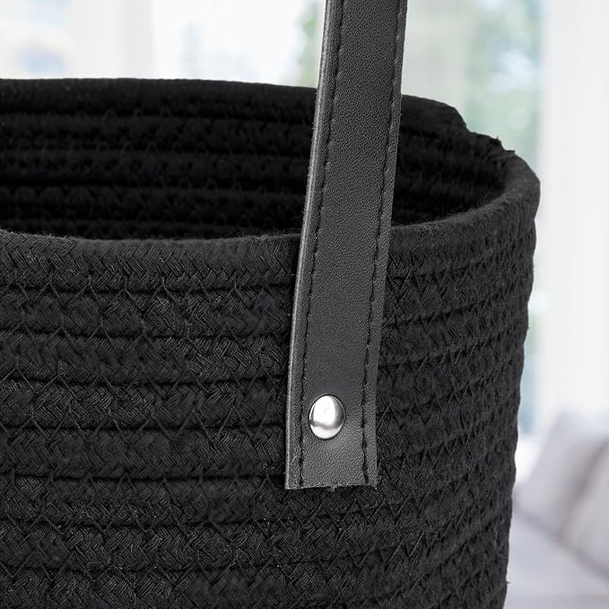 Cute Basket Black Cat Cotton Rope Basket (7.8"x7", 2PCS)