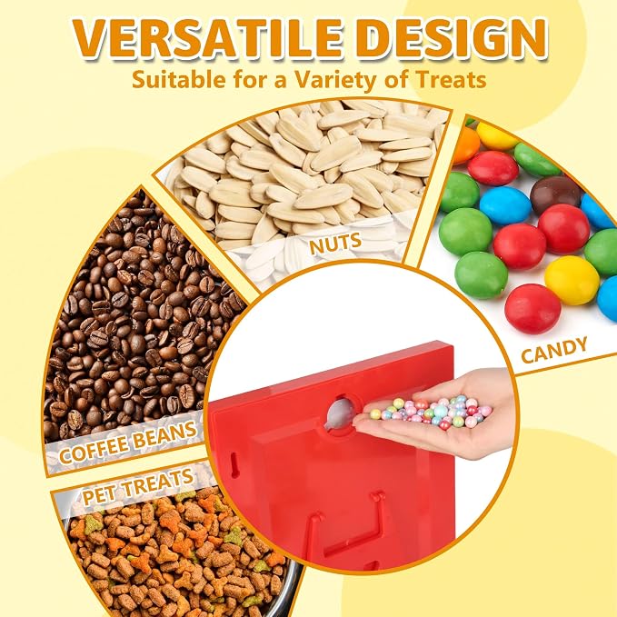 Candy Dispenser Picture Frame, Wall-Mount & Tabletop Gumball Machine with Multiple Designs for Candy, Nuts, Treats, Interactive Home and Office Decor (Spider, Off-White)