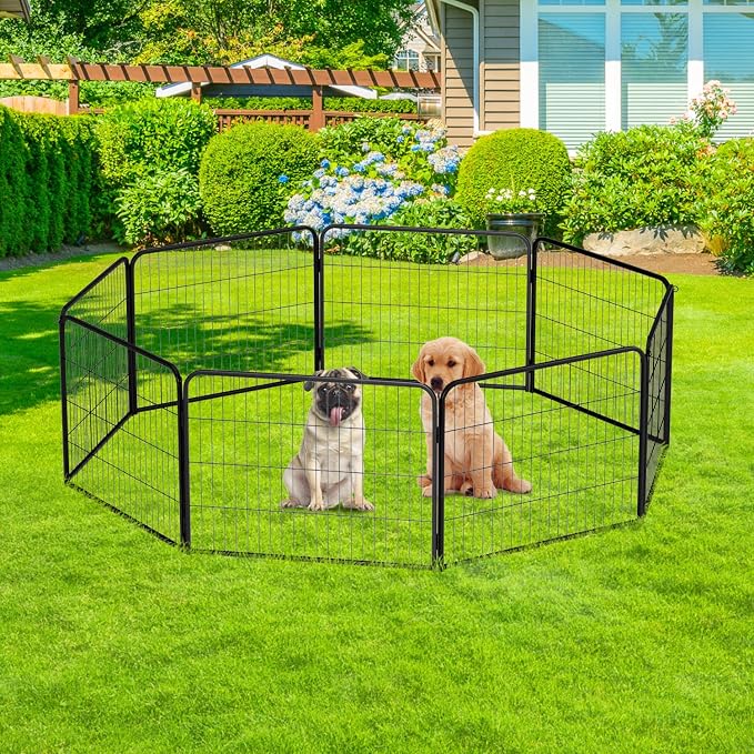BestPet | Dog Playpen Extender | 24", 4 Panels | Expandable Design | Heavy Duty Metal Pet Exercise Pen | Indoor/Outdoor Fence Panels | Anti-Skid, Rust-Resistant, Removable and Tool-Free Setup