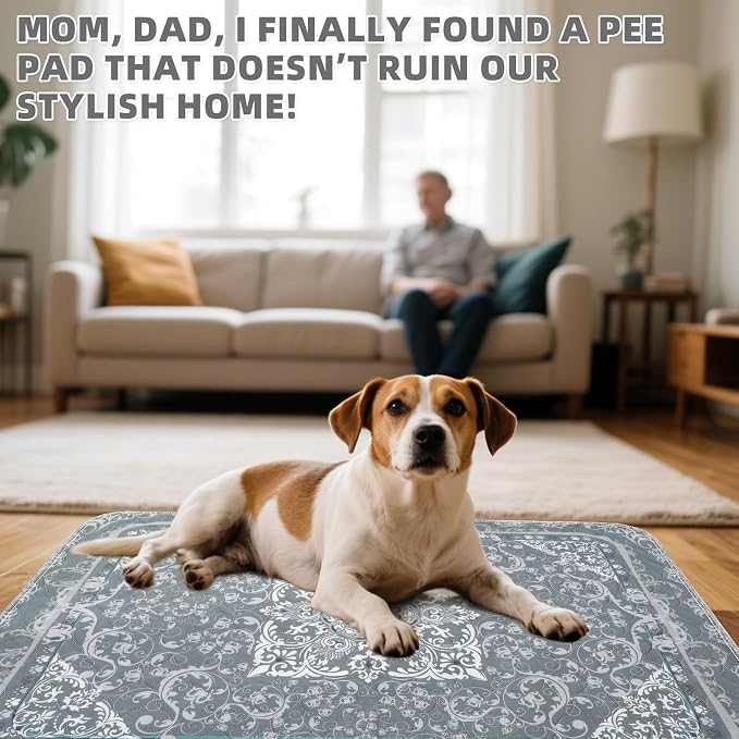 Washable Pee Pads for Dogs, 2 Pack Super Absorbent Reusable Puppy Training Pads Waterproof, Nonslip and Leak-Proof Dog Pee Pads, Large Pet Mats Whelping Pads for Floor, Crate, Couch 36*41