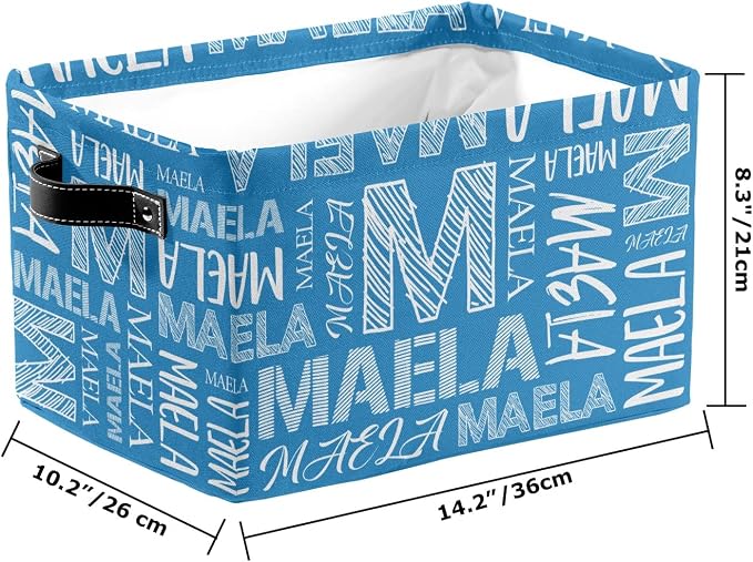 Foldable Personalized Storage Box for Boys Girls with Name Waterproof Kids Custom Storage Bin Baskets Cube Boxes Organizer with Handles for Organizing Shelf Closet, 1 Pack