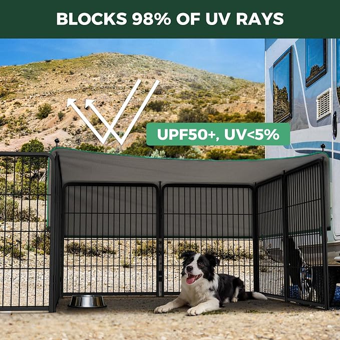 FXW Rollick Dog Playpen with Sun Shade, 32"H, 16 Panels | Heavy-Duty & Easy setup Play Area, UPF 50+ Cover Blocks 98% of UV Rays, For Small & Medium Dogs, Patented