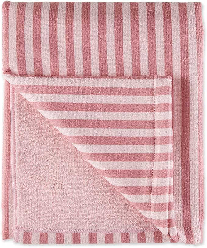 Bone Dry Pet Grooming Microfiber Towel, Striped Collection, X-Large, 41x23.5", Rose
