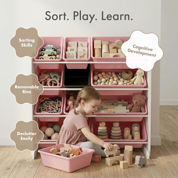 Humble Crew Kids Toy Organizer with 12 Bins, 4 Tier Storage for Playroom