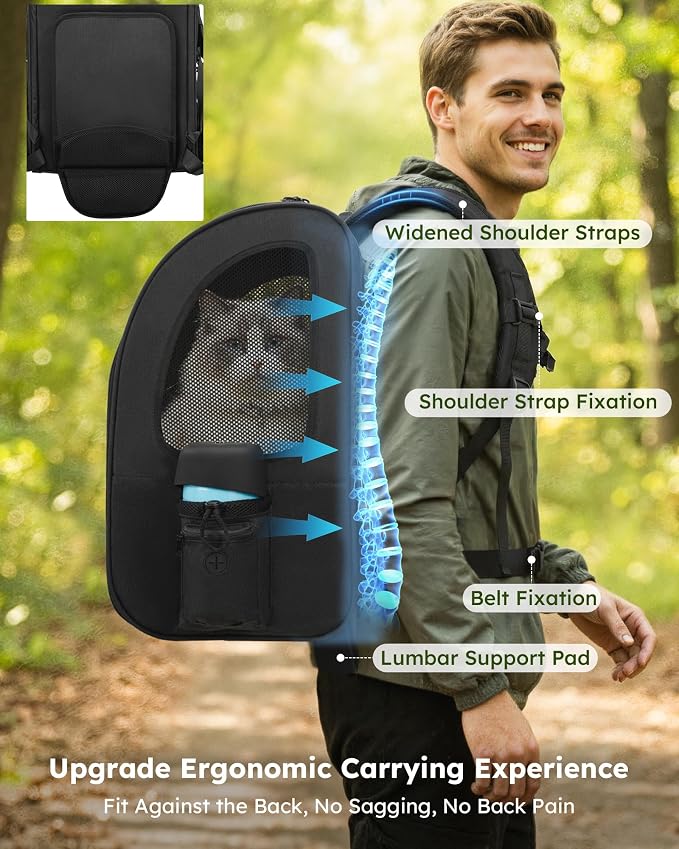 pecute Cat Backpack Expandable, Cat Carrier Backpack Acrylic Window, XL | Durable Oxford Cloth, Lockable Zipper,Use for Pet Under 15 lbs to Travel