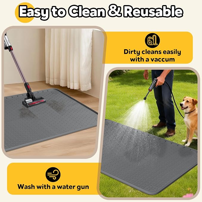 Silicone Dog Crate Mat 70"x 45" Under Dog Crate Kennel Pad Mat, Dark Grey | Extra Large Dog Cage Mat, Non-Slip Waterproof Dog Playpen Mat, Reusable Washable Dog Mat for Crate, Protect Floors