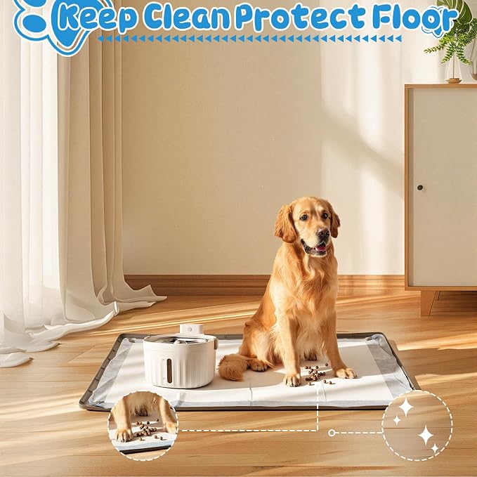 Pee Pad Holder for Dogs, 36" x 25" Non-Slip Silicone Dog Puppy Pad Holder, No Spill Raised Lip High Edge,Portable, Magnetic fixation，Leak-Proof Mat Holder, Square Potty Trays for Home Floor Protection