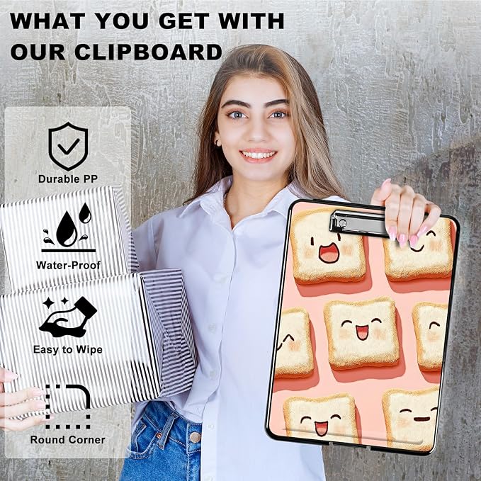 Heavy Duty Storage Clipboard, Slim Nursing Clipboard with Internal Pen Case, Portable File Organizer Case for A4 Letter Size Paper Office Medical Professionals, Pink Sandwich