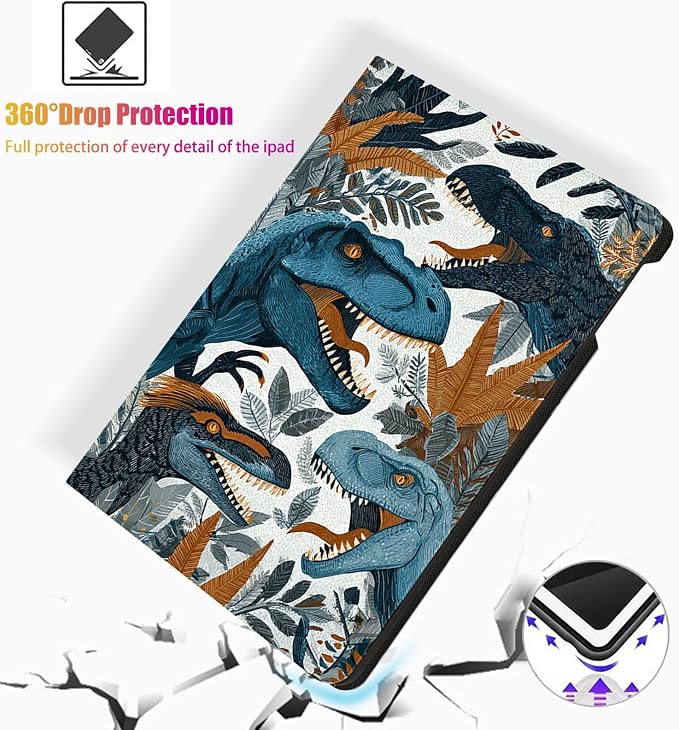 for Microsoft Surface Pro 11/10/9-13" 2024/2022 Tablet Case,Auto Wake/Sleep,Adjustable Stand Protective Cover - Dinosaur