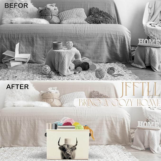 Funny Cow Bathroom Storage Bins Box, Cow Bathroom Decor, Cow Lover Gifts Storage Basket Laundry Hamper with Handle for Bath Room Clothes Vanity Undersink Home Organization