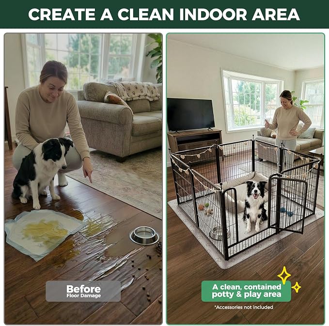 FXW Rollick Dog Playpen with Washable Pee Pad, 32"H, 8 Panels | Heavy-Duty & Easy setup Play Area, Super Absorbent Pad for Easy Cleanup, For Small & Medium Dogs, Patented