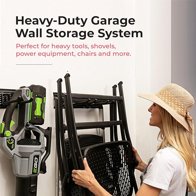 TIDYME Garage Tool Organizer Wall Mount 64", 2 Shelves & 4 Single Hooks | 2x16.5 in floating shelves hold 120 lbs each, 8.5 in hooks 50 lbs each, anti-rust carbon steel, garage organization