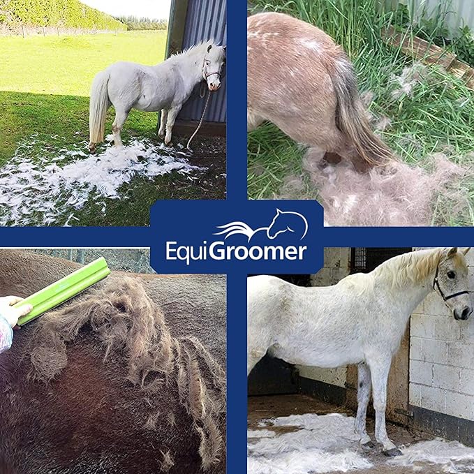 EquiGroomer Deshedding Brush, 8-Inch for Horses and Large Pets, Black, Removes Loose Dirt, Hair, and Fur, Professional Undercoat Grooming Tool