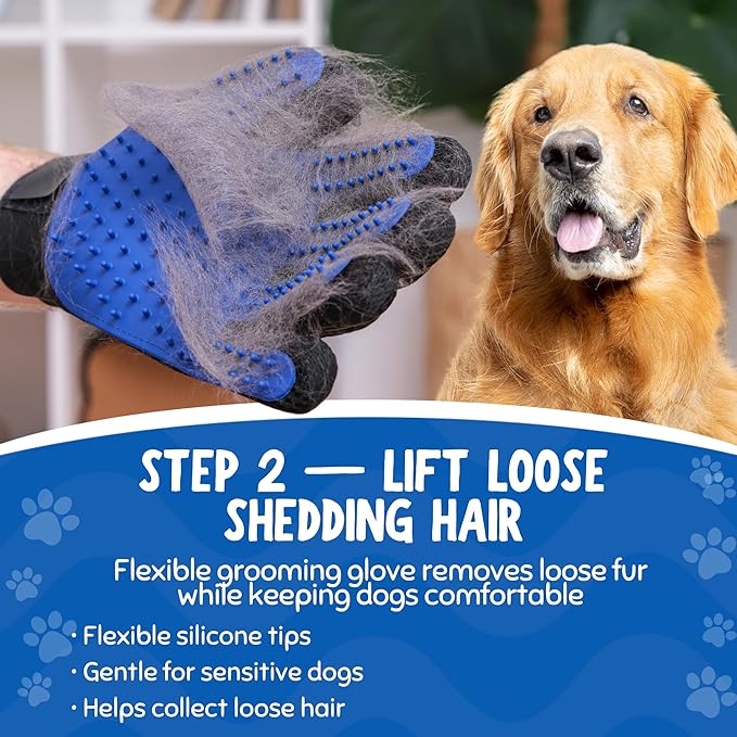 Premium Dog Grooming Kit – Tea Tree Oil (1%) Anti-Itch Shampoo, Self-Cleaning Slicker Brush & Grooming Glove – Skin Support & Coat Maintenance System