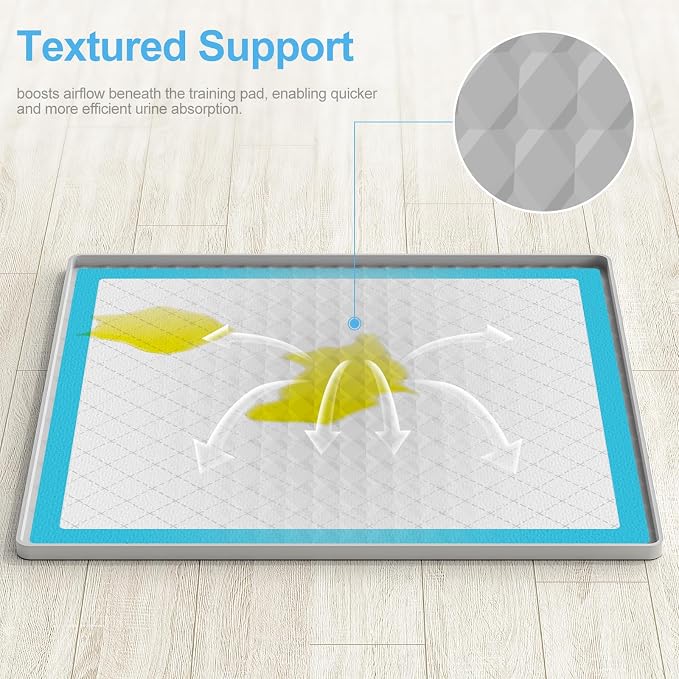 Filmicy Pee Pad Holder for Dogs,Silicone Dog Puppy Pad Holder, 24 x 24 No Spill Raised Lip High Edge,Portable, Leak-Proof Mat Holder for Dog Training Pads,Square Potty Trays for Home Floor Protection