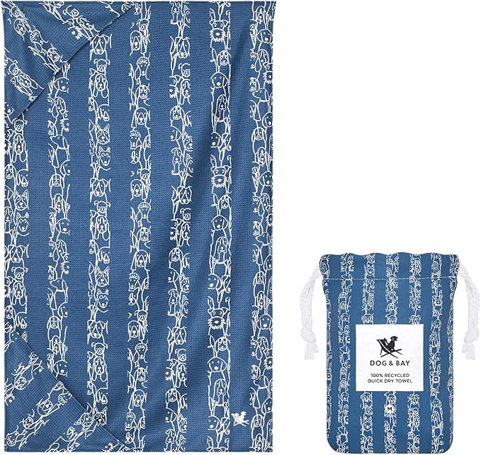 Dock & Bay Pet Towel - Super Absorbent & Quick Drying Dog Towels with Bag - 100% Recycled - Puppy Party, Medium (90x50cm, 35x19)
