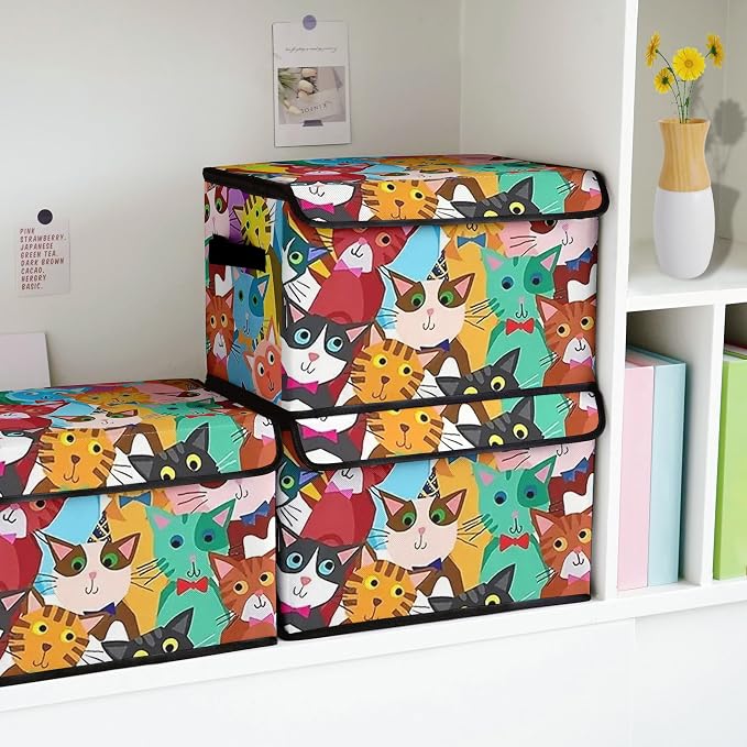 Stackable Clothes Storage Bins with Lids 3 Pack | Closet Organizers Fabric Box for Home and Office,Blanket Clothes Organizers,Under Bed Storage Containers