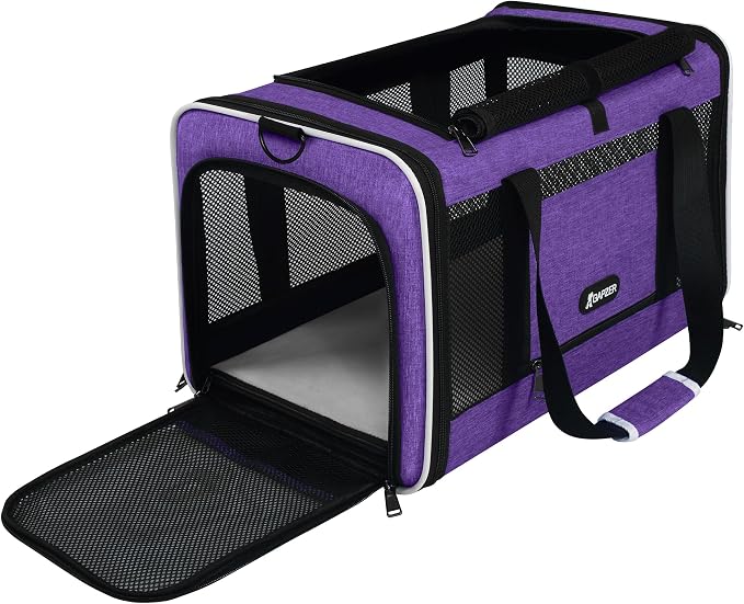 GAPZER Pet Carrier for Cat 18x11x11 Inch, Top Load Small Dog Car Ride Crate | 4-Sided-Ventilated Kitten Carry Purse, Soft Portable Pomeranian Cloth Kennel in Cabin, Kitty Taxi Bag FAA Complaint Car Seat
