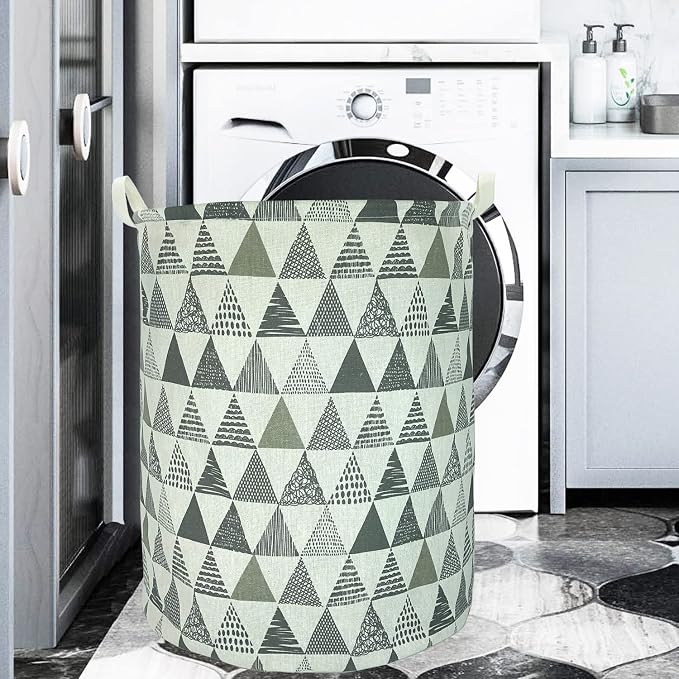 Merdes 19.7’’ Waterproof Foldable Laundry Hamper, Dirty Clothes Laundry Basket, Linen Bin Storage Organizer for Toy Collection (Triangle Grey)