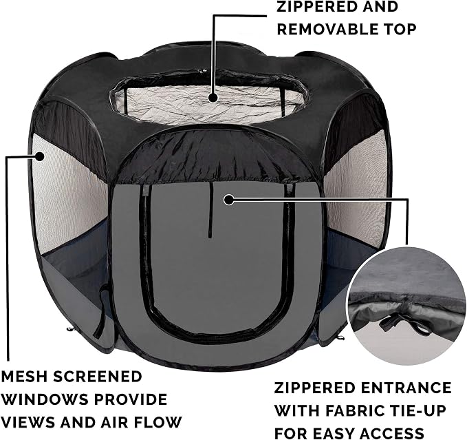 FurHaven Soft-Sided Dog & Cat Playpen, Portable Foldable Indoor & Outdoor Pet Playpen with Mesh Windows & Zippered Door, Gray, Large (Pack of 8)