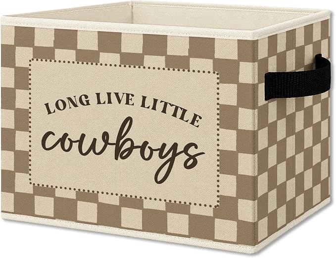 Western Cowboy Nursery Cube Storage Bins with Handles, Long Live Little Cowboys Boys Collapsible Fabric Storage Basket Boxes Books Clothes Organizer for Kids Boy Nursery Bedroom Bathroom
