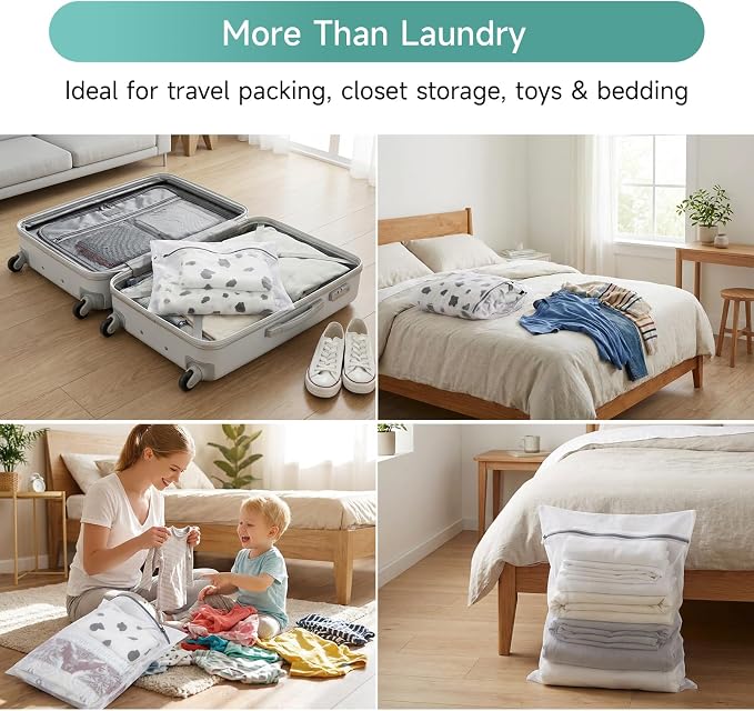 GOGOODA XL Mesh Laundry Bags, 4-Pack Large Wash Bags with Auto-Lock Zipper | for Sweaters & Delicates, Fine Mesh for Washing Machine
