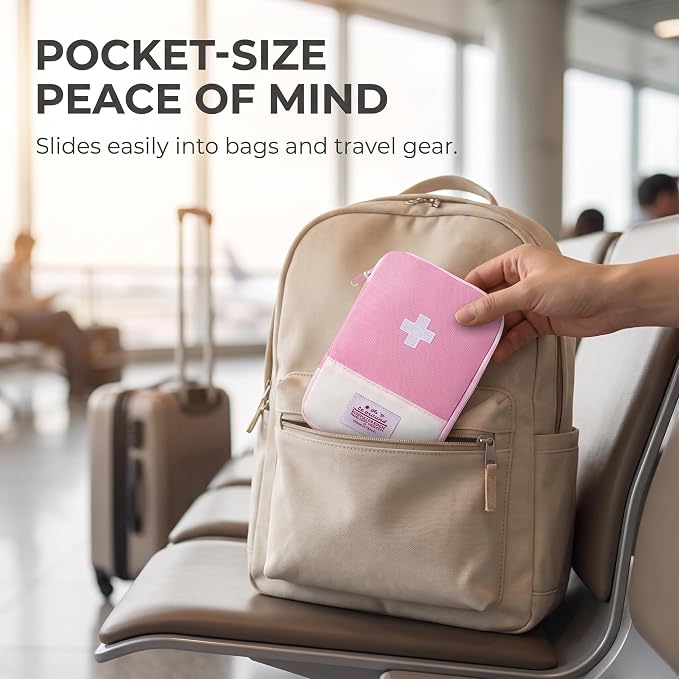 1Pc Pink - Small First Aid Bag Empty, Empty First Aid Pouch, Mini Portable Medical Bag for Outdoor Camping Hiking Traveling Emergency Bag First Aid Kits Sports and Outdoors（15 * 10.5cm