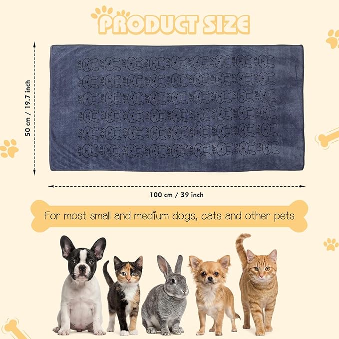 Irenare 12 Pcs Microfiber Dog Towels for Drying Dogs Cats, 20 x 40 Inch, Quick Drying Absorbent Pet Puppy Towels for Small Puppy Dog Cat Kitten Pet, Grooming Bathing Shower Travel Supplies(Gray)